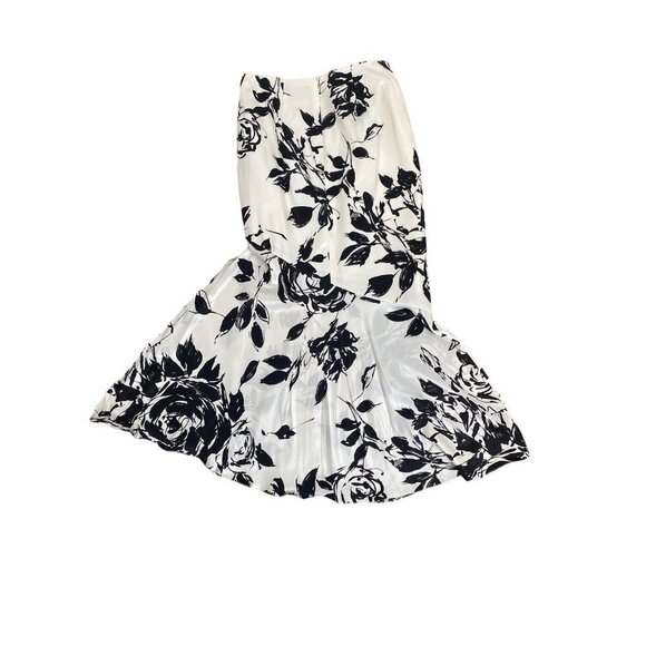 DAVID MEISTER WOMEN'S BLACK AND IVORY LONG SATIN SKIRT SZ 6 - Picture 3 of 8